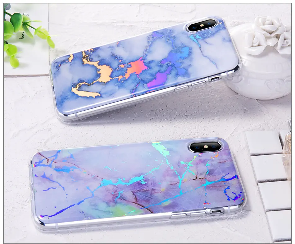 Colorful Plating Soft Phone Case For iPhone 7 8 Plus X 10 Silicone Marble Case For iPhone 6 6S Plus 5 5S SE Cover Marble Grain (6)