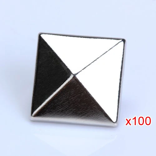 

New100pcs 2 Prongs Pyramid Studs 12mm Silver--Great for Any Leathercraft Project