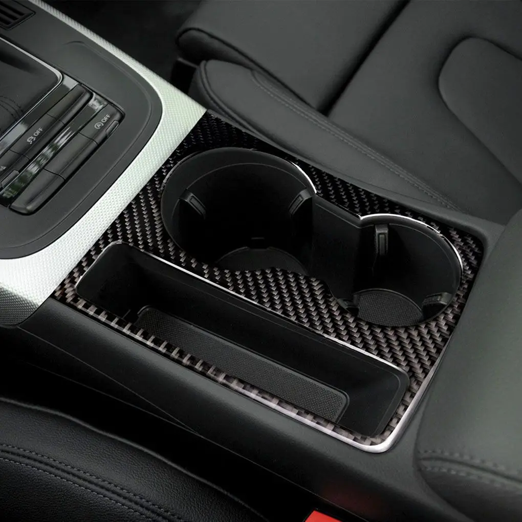

Carbon Fiber Cup Holder Panel Cover Trim Sticker Reflective Surface Adhesive Back Replacement For A5 A4 B8 2009-2015