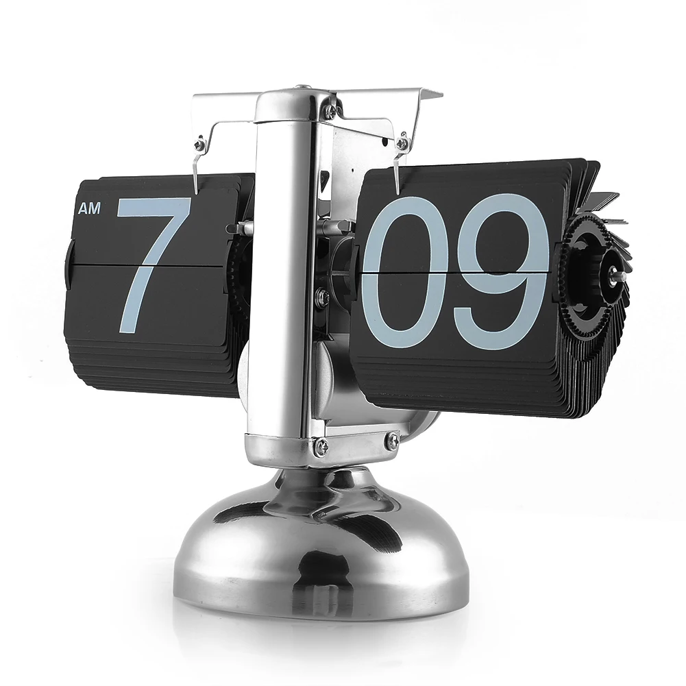 

Retro Auto Flip Down Clock Desk Table Internal Gear Operated Single Scale Stand clock