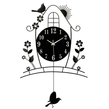

Bird House Flower Wall Clocks Creative Living Room Wall Clock Garden Decoration Clock European Art Quartz Clocks Wanduhr 50w281