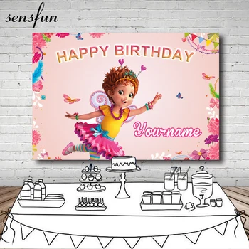 

Sensfun Pink Theme Fancy Nancy Girls Birthday Party Backdrop Flower Butterfly Photography Backgrounds For Photo Studio 7X5FT