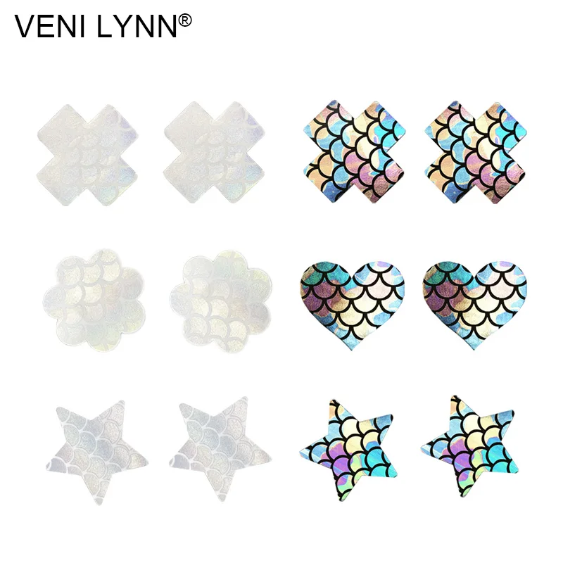 VENI LYNN 5 пар рисунок рыбьей чешуи одноразовые Лепестки сосков секс Звездные