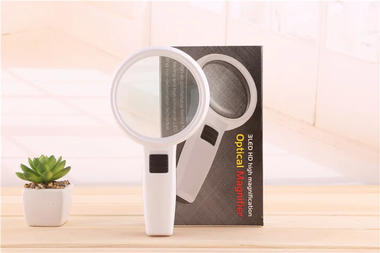 10X 110mm Diameter Handheld Magnifying Glass with LED Light Portable Magnifying Glass White Magnifier-22
