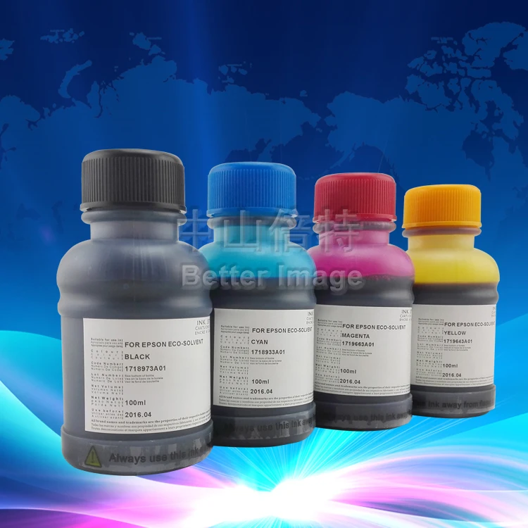 

XIMO 4*100ML bottled universal eco-solvent Ink for EP desktop printer ,4PCS 10ML syringes with blunt-end needls free
