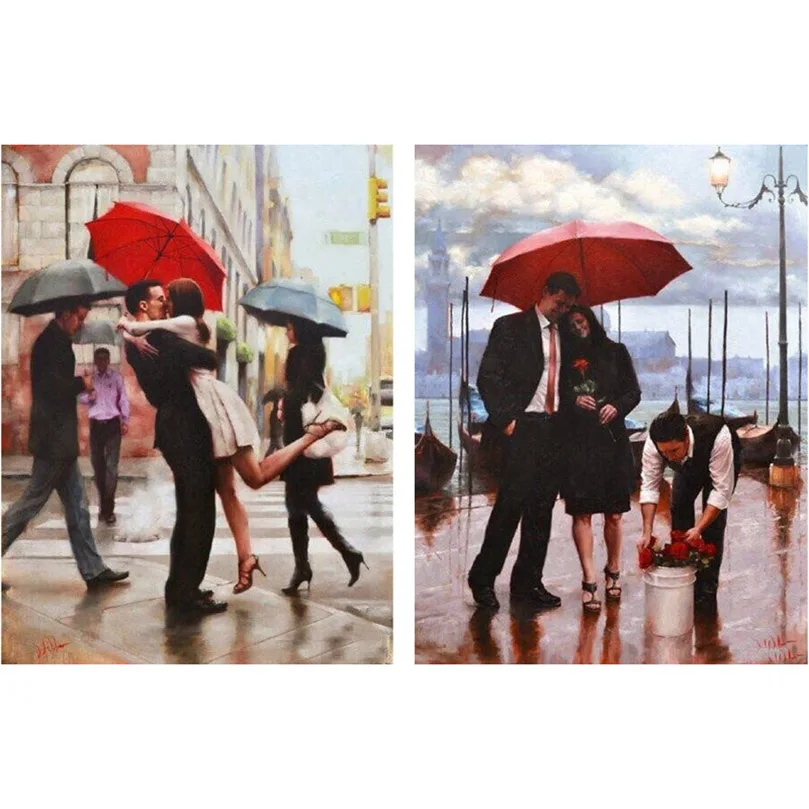 

Red umbrella & lover DIY 5D Diamond Mosaic Handmade Diamond Painting Kits Diamond Embroidery Pattern pictures Rhinestones HL400