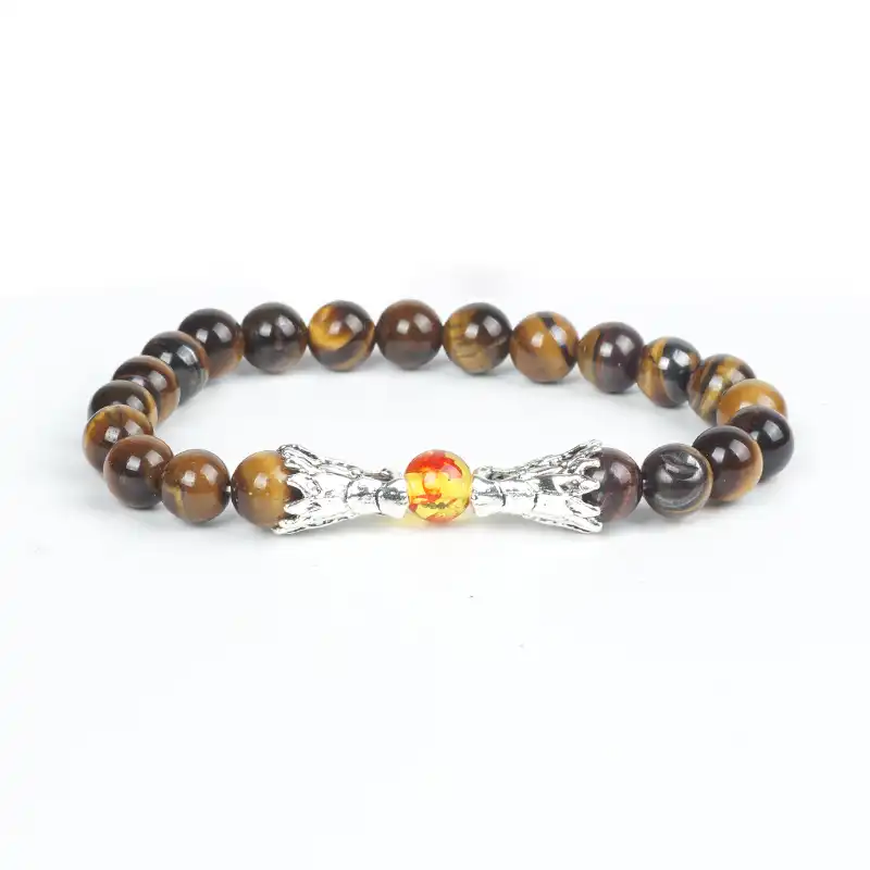 Pulsera de oro de Dragón Tigres Ojo Cristal Piedras Preciosas Con Cuentas Hematites Shamballa