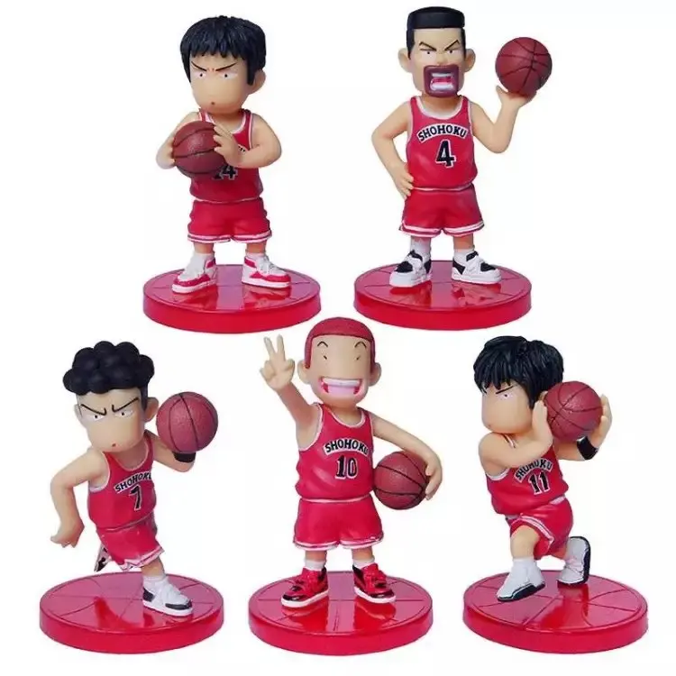 5 шт./лот Японии аниме 8 см Slam Dunk PVC Фигурки Баскетбол Sakuragi Hanamichi игрушки - Цвет: 2