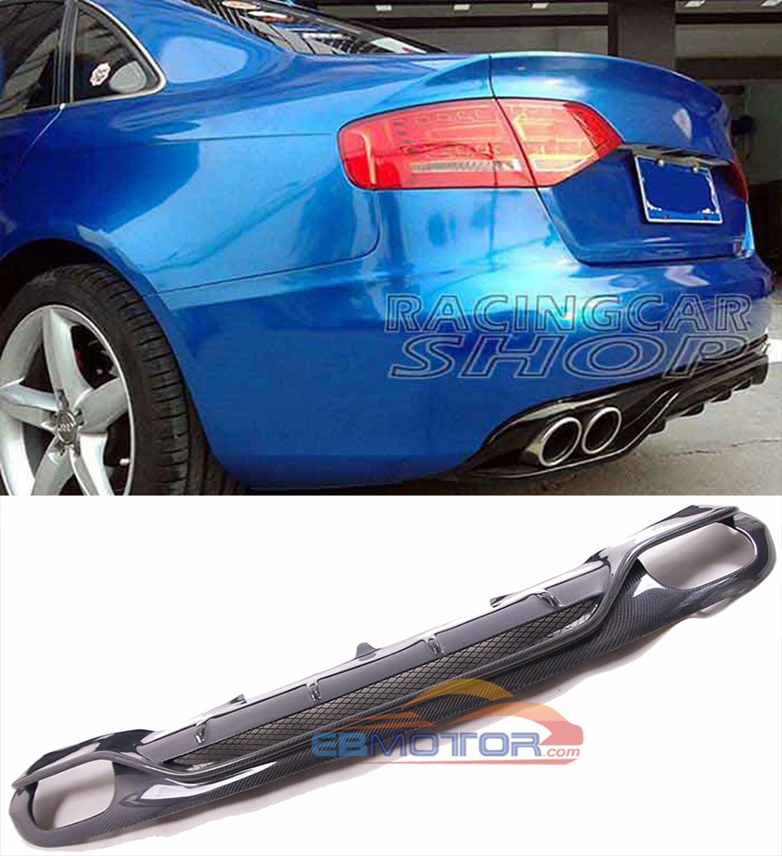 A style grille Rear carbon fiber Rear Lip Diffuser Fit For Audi A4 B8