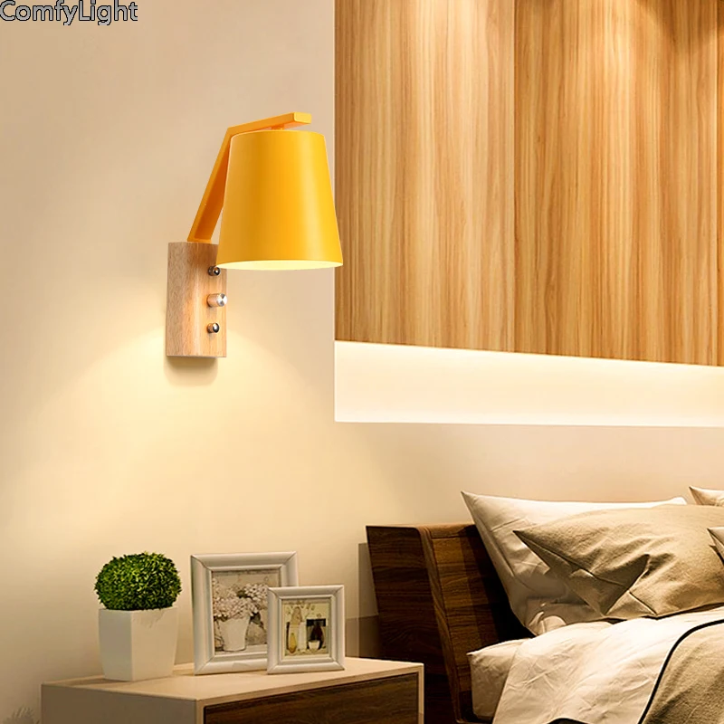 Mordern Led настенное освещение деревянная настенная лампа бра для зала спальни