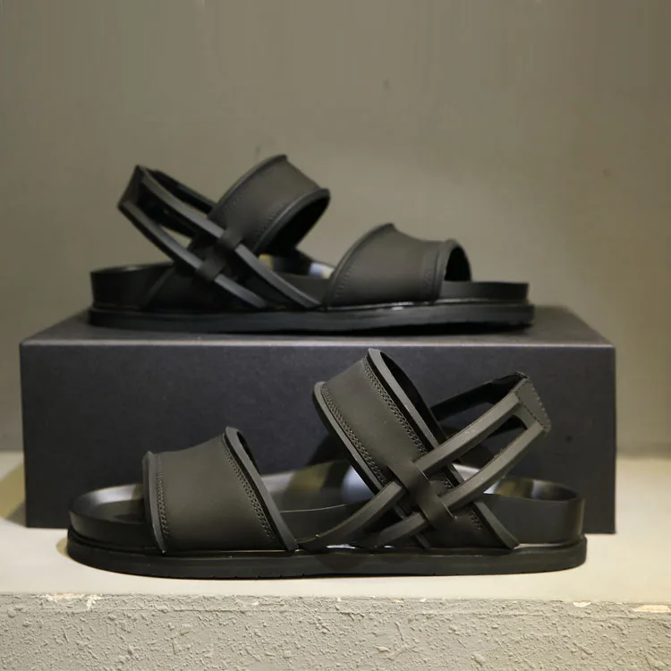 2017 Aembotionen masculino tendência sandálias de couro genuíno sandálias sandálias de dedo aberto casuais Sandálias Romanas slip resistente