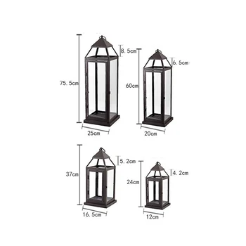 

American Country Northern Europe Retro Outdoor Iron Candlestick Landing Wind Lamp Wedding Hotel Decoration Metal Candle Holder