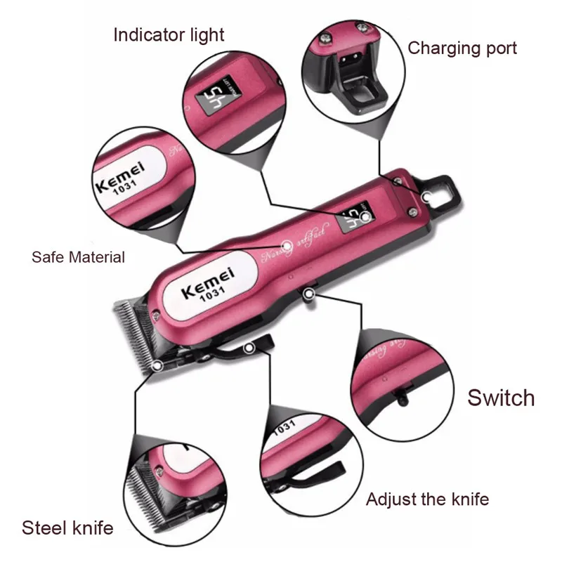 Kemei Cordless Hair Clipper Powerful Electric Beard Trimmer Hair Shaving Machine Hair Cutting Professional Razor Barber