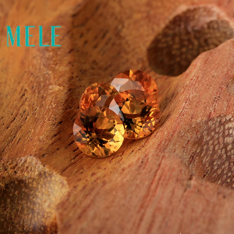 Natural citrine for jeweley making,7mm X 7mm bright round cut loose gemstone,high quality DIY designer mian stones