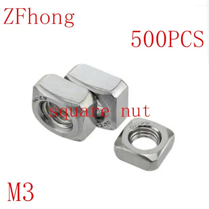 500pcs DIN557 M3 square nut stainless steel 304nuts stainless steel