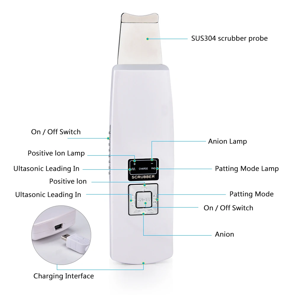 Purificador da Pele Máquina de Descamação da Pele Ultra-sônico Espátula Cravo Remoção Poros Limpador Facial Profunda Spa Beleza Instrumento 4 Cheap Utensílios de cuidado facial