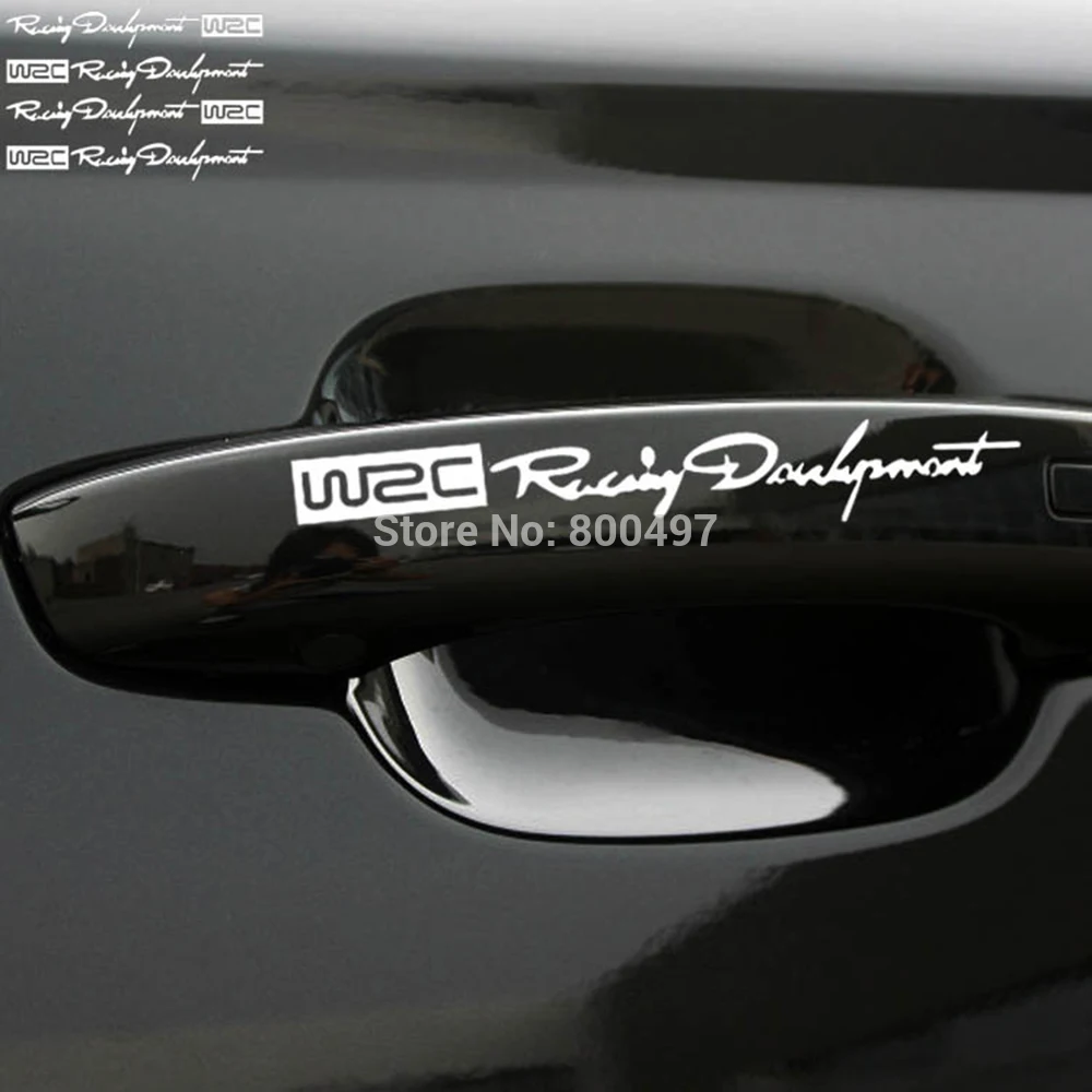 4 x Car Styling Fashion Creative Auto Decorative Decals World Racing Development WRC Car Door Handle Vinyl Car Body Decals 4 x Car Styling Fashion Creative Auto Decorative Decals World Racing Development WRC Car Door Handle Vinyl Car Body Decals