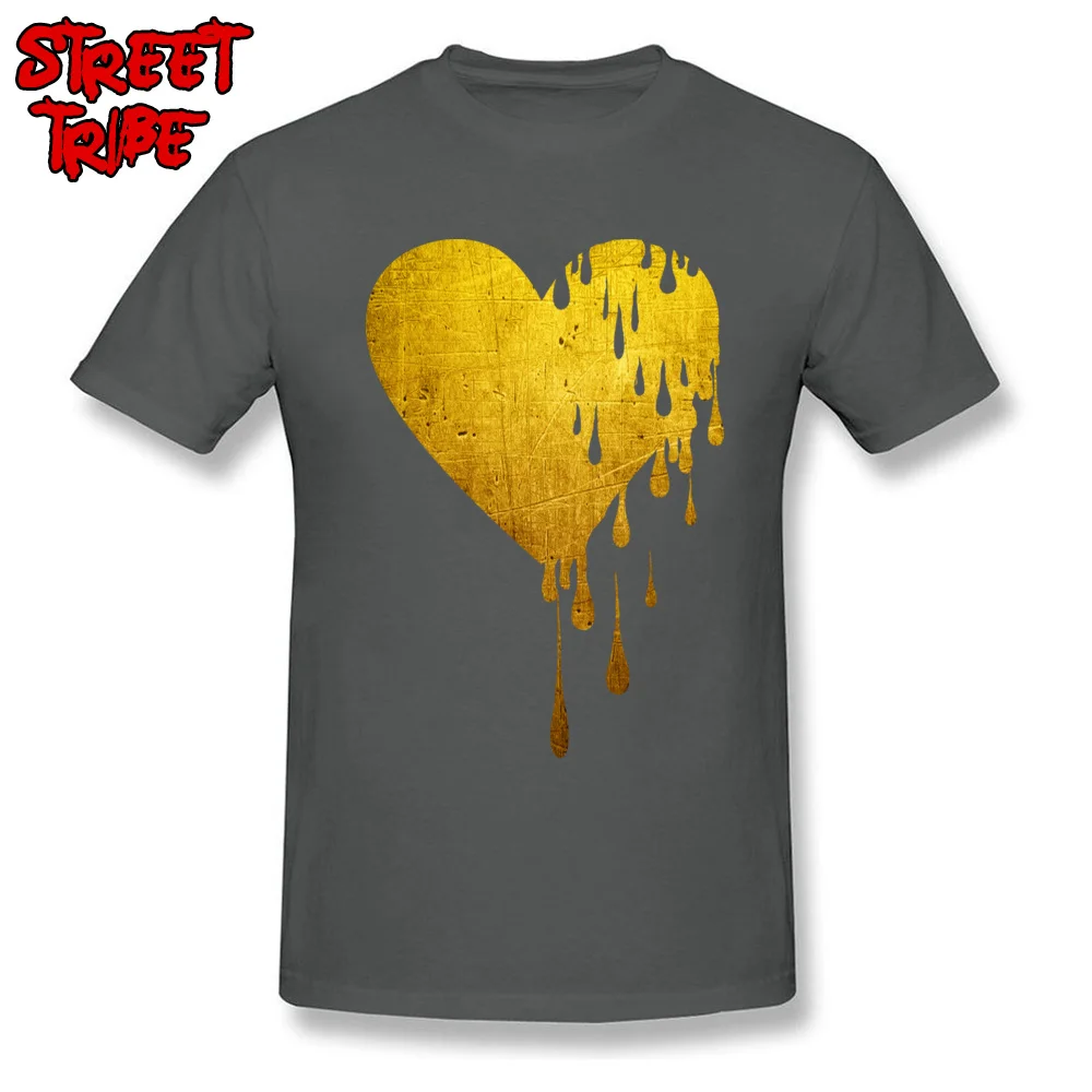 2018 Newest Bleeding Gold Heart Short Sleeve T Shirts Labor Day Round Neck 100% Cotton Tops Shirt for Men Tee Shirts Printed On Bleeding Gold Heart carbon