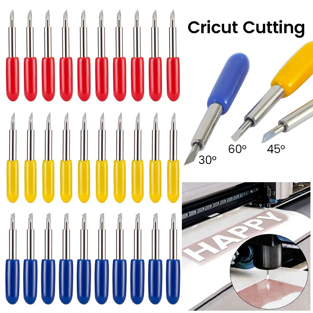 30pcs 30 45 60 Degree Roland Cricut Cutting Plotter Vinyl Cutter Knife Blades Offset