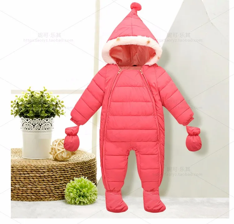 IYEAL/Детские комбинезоны для новорожденных зимняя плотная теплая одежда для маленьких мальчиков и девочек верхняя одежда с капюшоном для детей от 0 до 18 месяцев