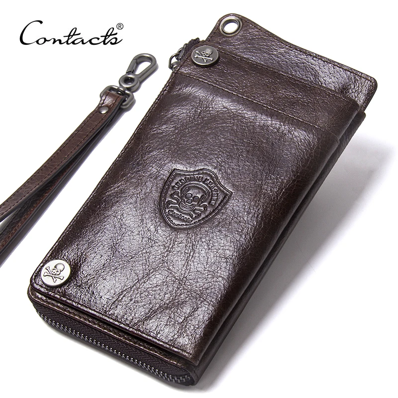 CONTACT&#39;S Wallet New Fashion Wallet Men Genuine Leather Wallet Brand Male Purse Long Purse Coin ...