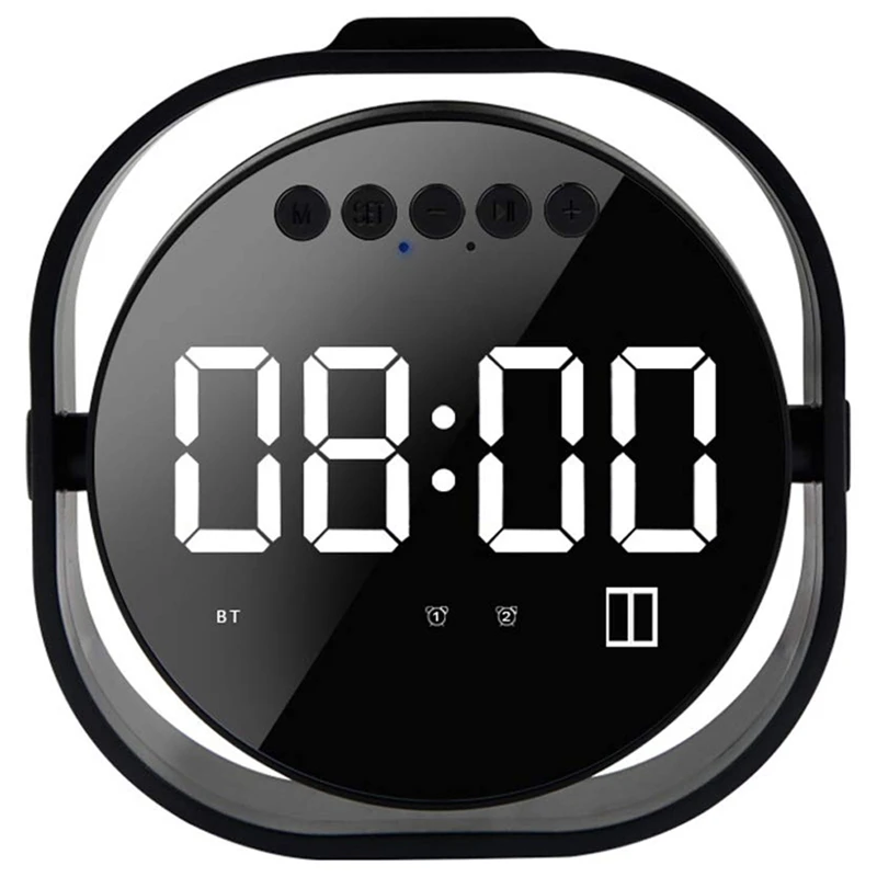 

Led Mirror Alarm Clock, Portable Usb Wireless Speaker Digital Alarm Clock Fm Radio Player Stereo Loud Speaker Surround Subwoof
