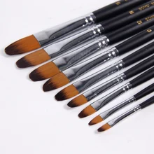 9 шт./компл. несколько размеров нейлоновая кисть для масляной краски деревянный стаканчик для карандашей для акварели, масла, акриловое перо художественные принадлежности круглая щетка
