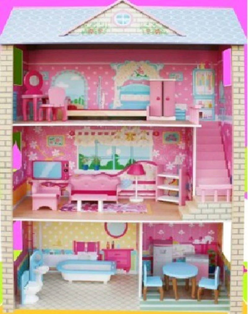77,5*35*118 см супер большой деревянный кукольный домик Миниатюрный Кукольный домик мебель набор подарок на день рождения игрушки для детей детские подарки