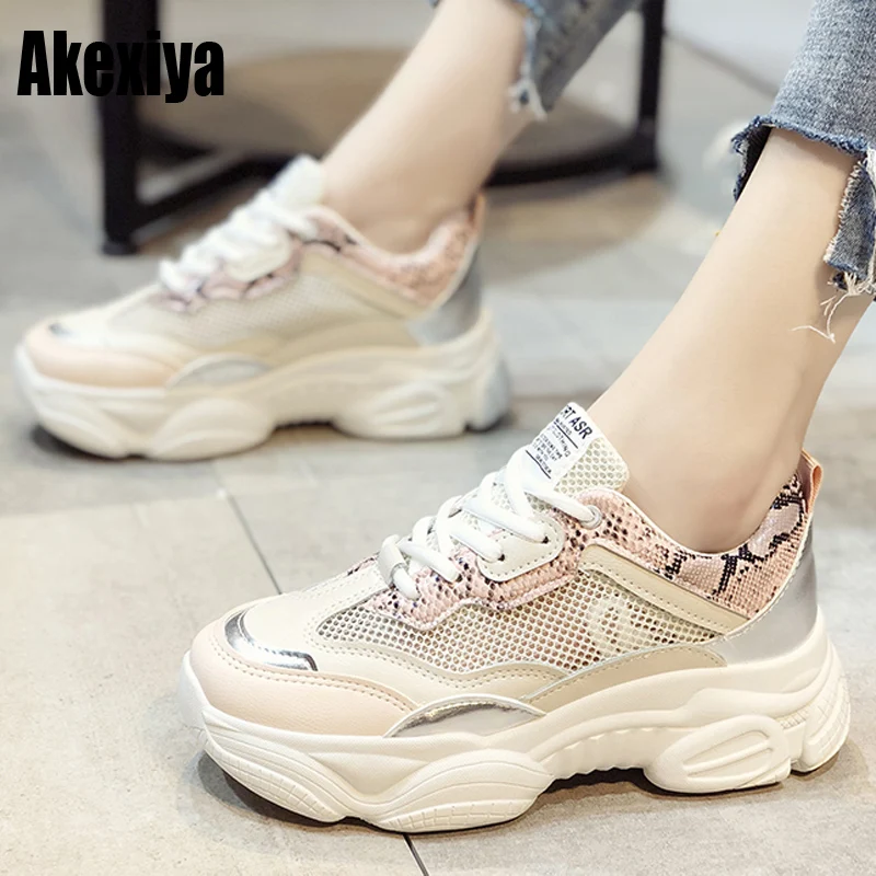 

2019 Spring Autumn New Women Casual Shoes Mesh Comfortable breathable Platform Woman Sneakers Ladies Trainers chaussure f1123