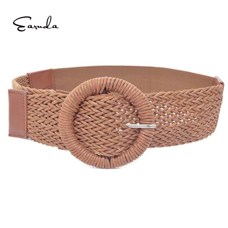 Earnda Elastic Belt For Women Wide Wax Woven Cummerbunds Female Stretch