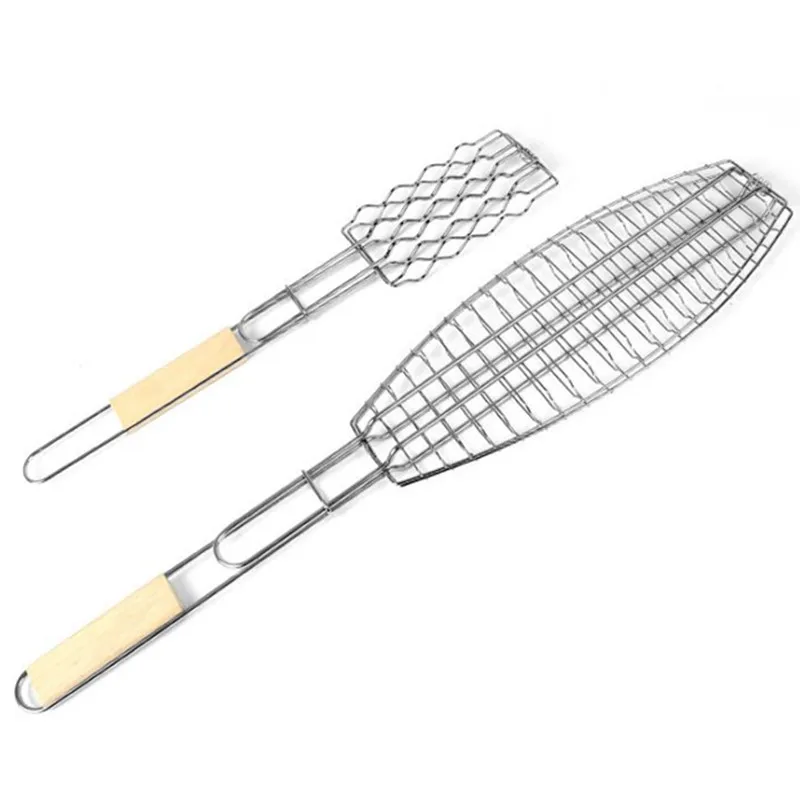 Accesorios para barbacoa al aire libre clips de pescado a la parrilla barbacoa pan tostado salchicha berenjena parrilla barbacoa suministros de camping