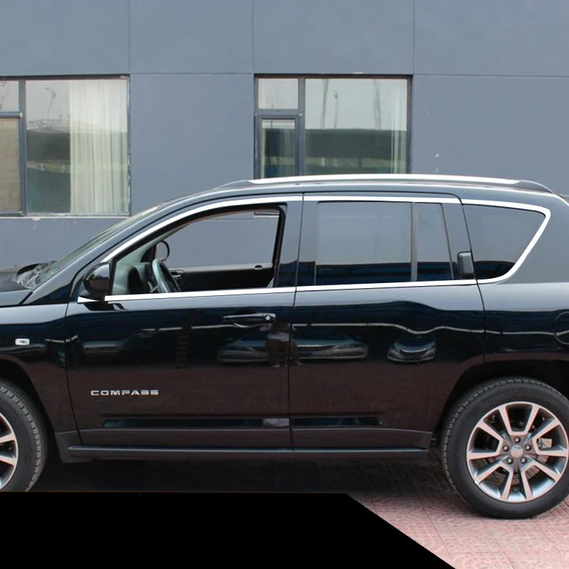 Lsrtw2017 304 нержавеющая сталь окна автомобиля планки для jeep compass 2007-2017 2016 2015 2014 2013 2012