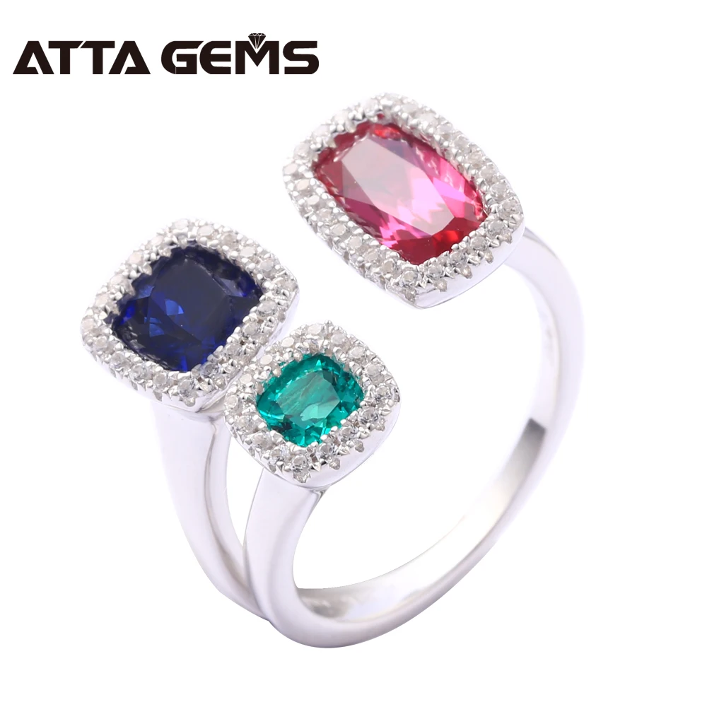 

Sapphire Emerald Sterling Silver Rings for Men and Women Created Ruby S925 Rings Wedding Band Engagement Fine Jewelry Design