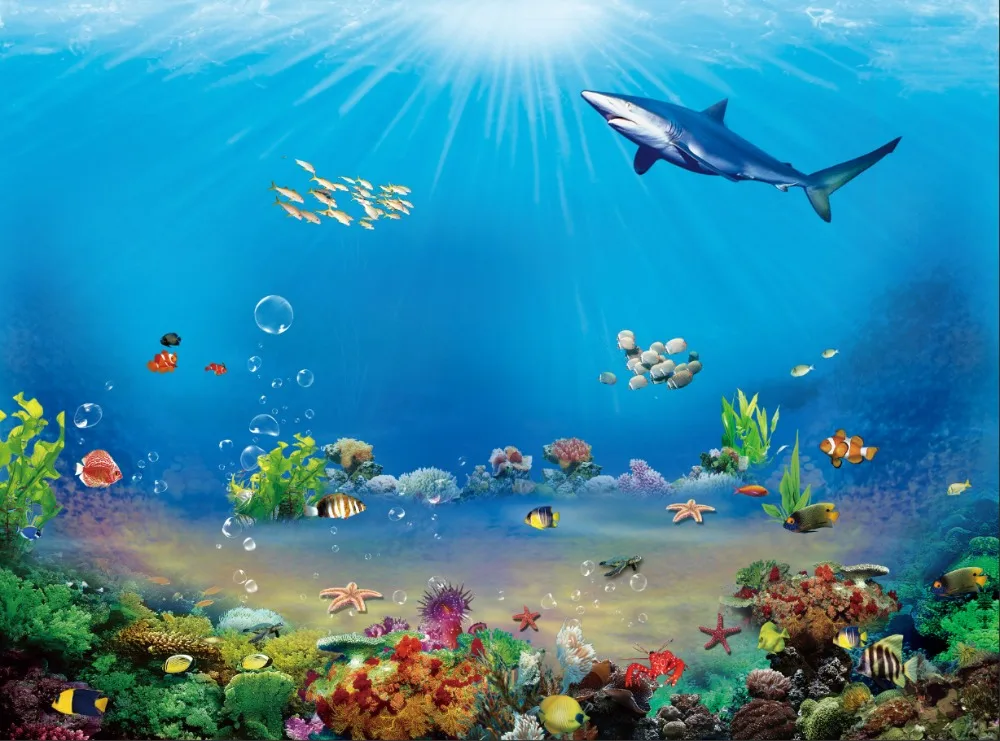 7x5FT Under Sea Aquarium Finding Dory Nemo Shark Corals Rocks Custom