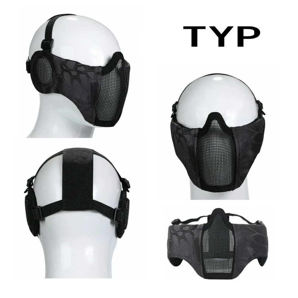  Foldable Lower Face Military Tactical Airsoft Paintball Mask Skull Half Face Steel Metal Mesh Mask 