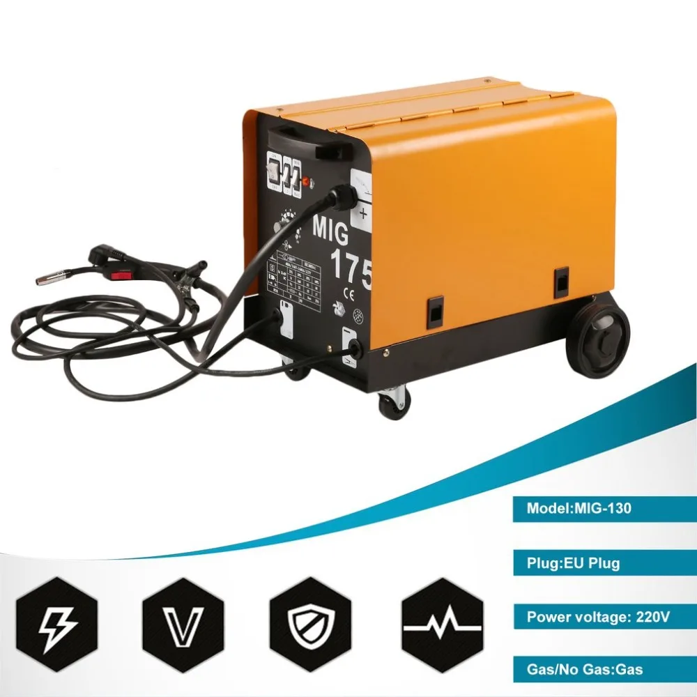 

MIG-175 Single Phase Portable Fan Cooling Wire Stable Gas-Shielded Welding Machine For Weldering EU Plug Hot Sale