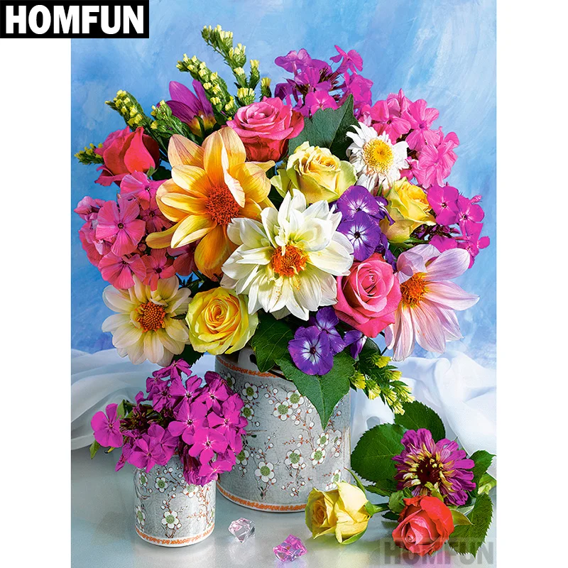 

HOMFUN Full Square/Round Drill 5D DIY Diamond Painting "Rose Flower" 3D Embroidery Cross Stitch 5D Decor Gift A00513