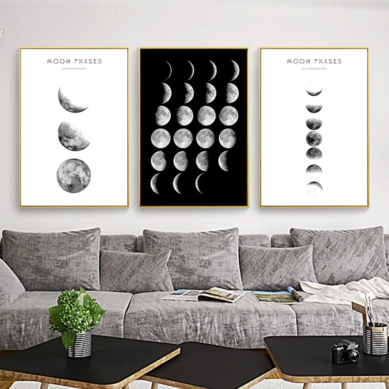 

Nordic Home Decor Oil Painting Moon Canvas Painting Ink Painting Abstract Poster Wall Art Pictures For Living Room No Frame