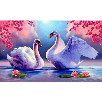 

Diamond Painting Full drill square/round A couple swans Mosaic DIY Diamond Embroidery animal white swan Cross Stitch Home Decor