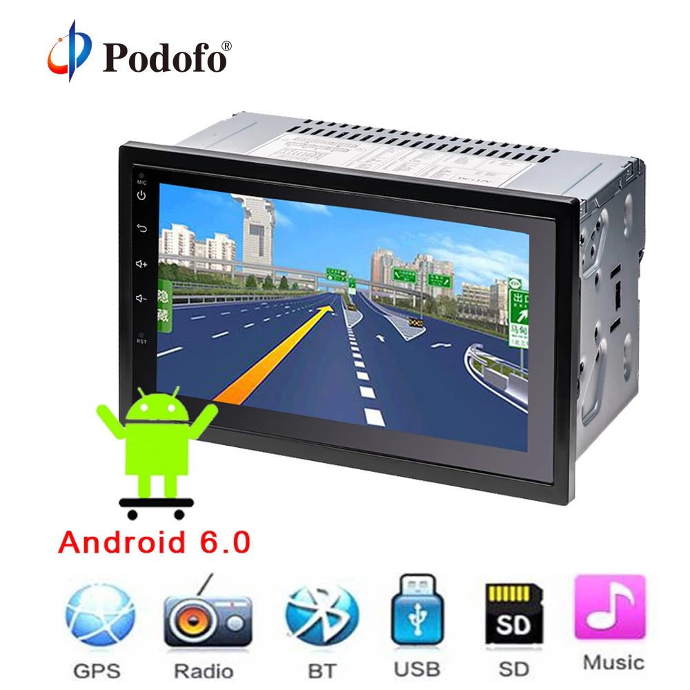 

Podofo 2 din Car Radio Multimedia Player Bluetooth Android 6.0 GPS Navigation 7003RC Autoradio 7"HD Touch Screen for Nissan