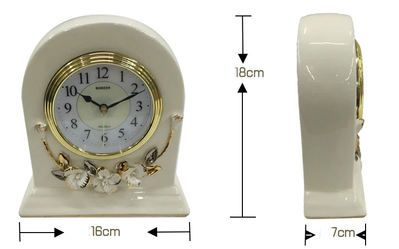Винтажный белый керамический цветочный дизайн стоячие немой стол настольные часы