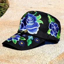 Национальный Ветер вышивка цветок бейсбольная бейсболка с возможностью регулировки размера шляпы для женщин 121