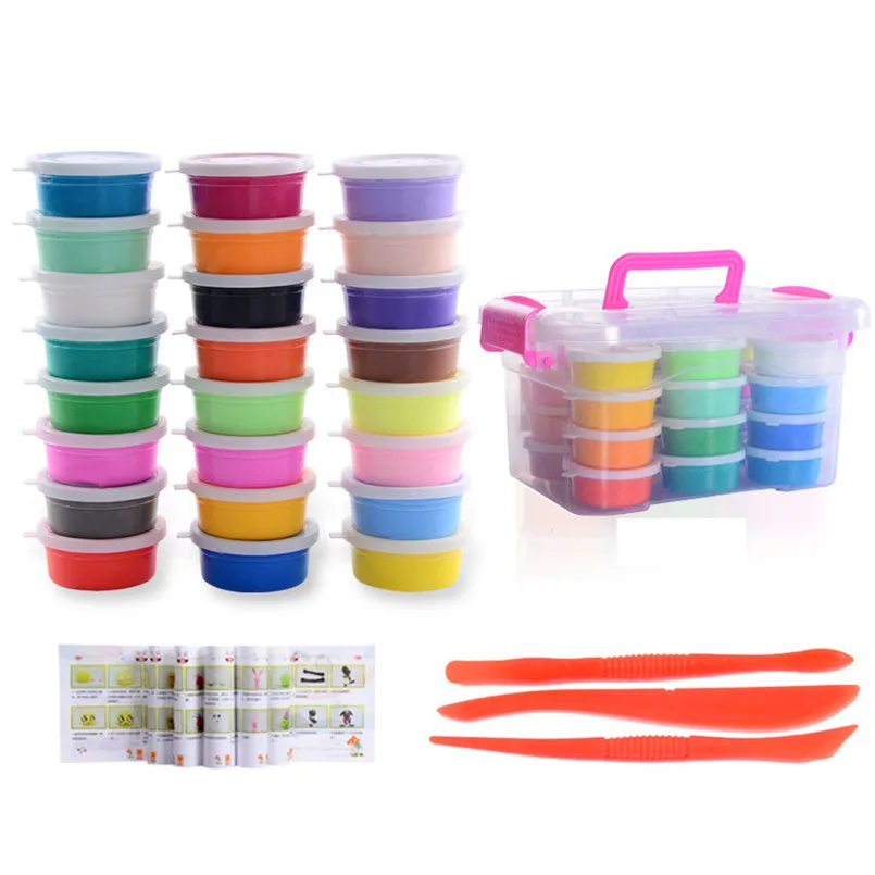12/24/36 Colors Air Dry Fluffy Slime Modeling Clay Set Box Children Toys Play Dough DIY Snow Plasticine Polymer Magic Clay Toy 3