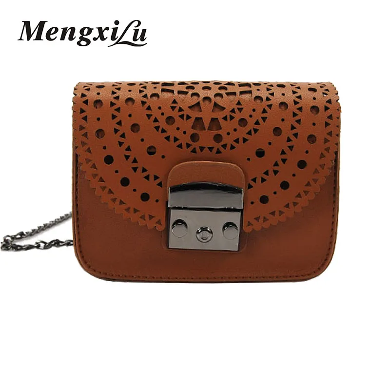 MENGXILU font b Women b font Hollow Out Messenger font b Bag b font Female Chains