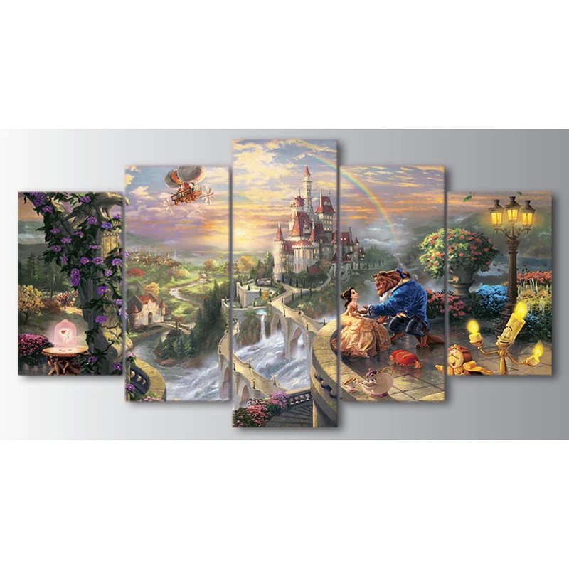 

5PCS diamond embroidery Cartoon castle diamond painting Cross Stitch full Square drill Rhinestone gift Wedding decoration