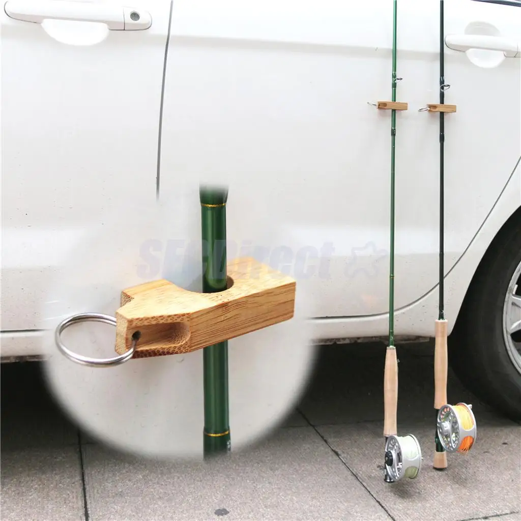 1Pcs Wooden Fly Fishing Rod Rack Holder Magnetic Fishing 