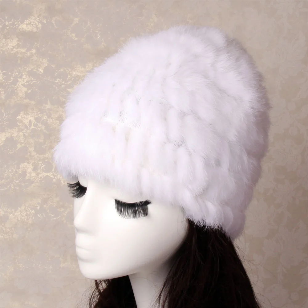 

Free Shipping Guarantee Top Quality 100% Natural Rabbit Fur Hat Knitted cap For Winter Fashion Warm 8 color for your choice