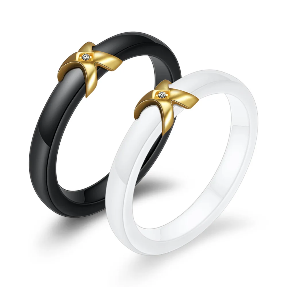 

Women Rings 2018 New Simple Finger Ring Ladies Black White Color Ceramic Couple Knuckle Ring Hand Jewelry Gifts Girls