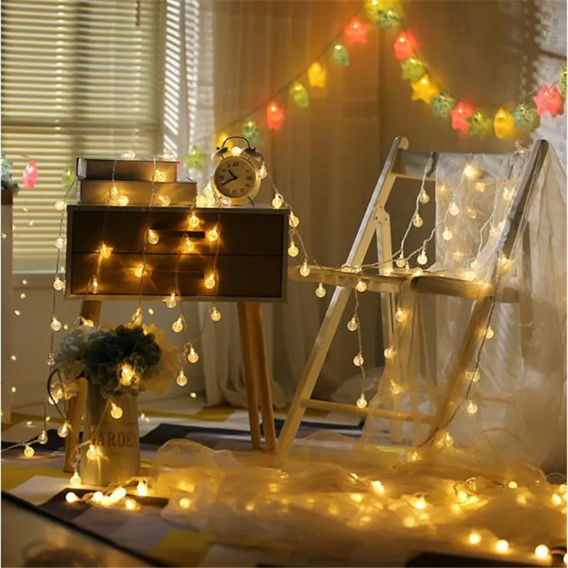 Светодиодный строка светильник Рождество 10 м 80 светодиодный Кристалл шарики-лампочки для улицы, домашняя полоса лампа Свадебные украшения Водонепроницаемый