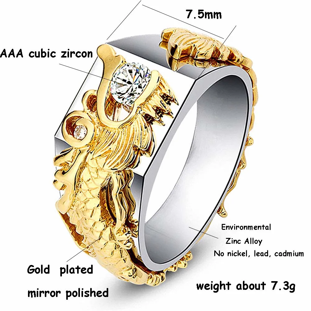 Винтажные кольца из нержавеющей стали для мужчин, золотой дракон, уплотнительное кольцо, вечерние, обручальное кольцо, мужские ювелирные изделия, аксессуары